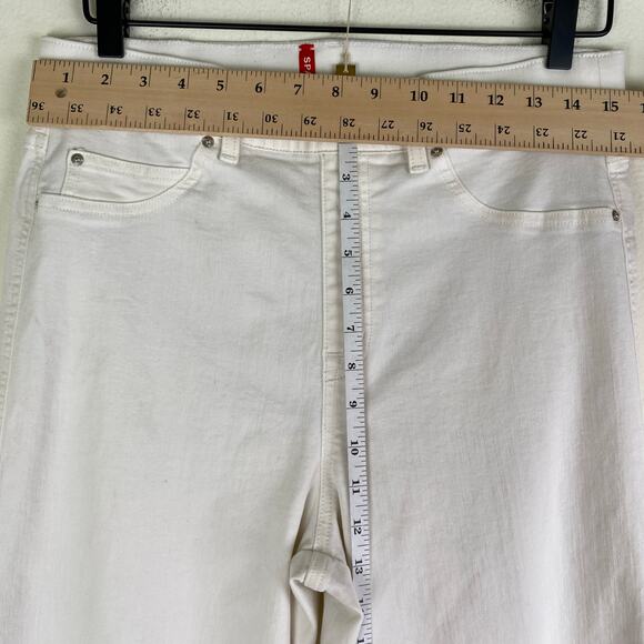 Spanx Seamed Front Wide Leg Jeans Size Large Ecru - Picture 14 of 16